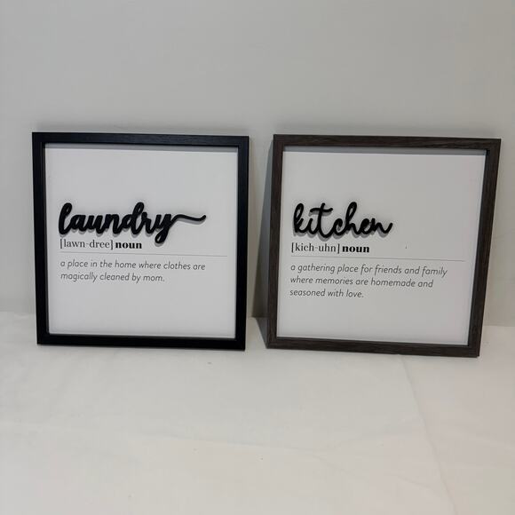 New View Gifts Other - Set of 2, Kitchen and Laundry 10 inch Square Wall Signs Decor - Brand New